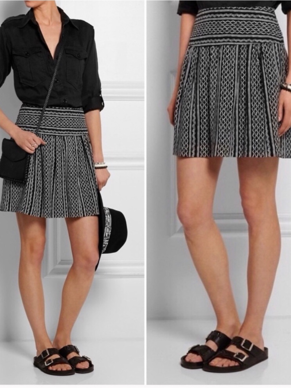 Madewell Black & Gray Silk Mini Skirt Size 0